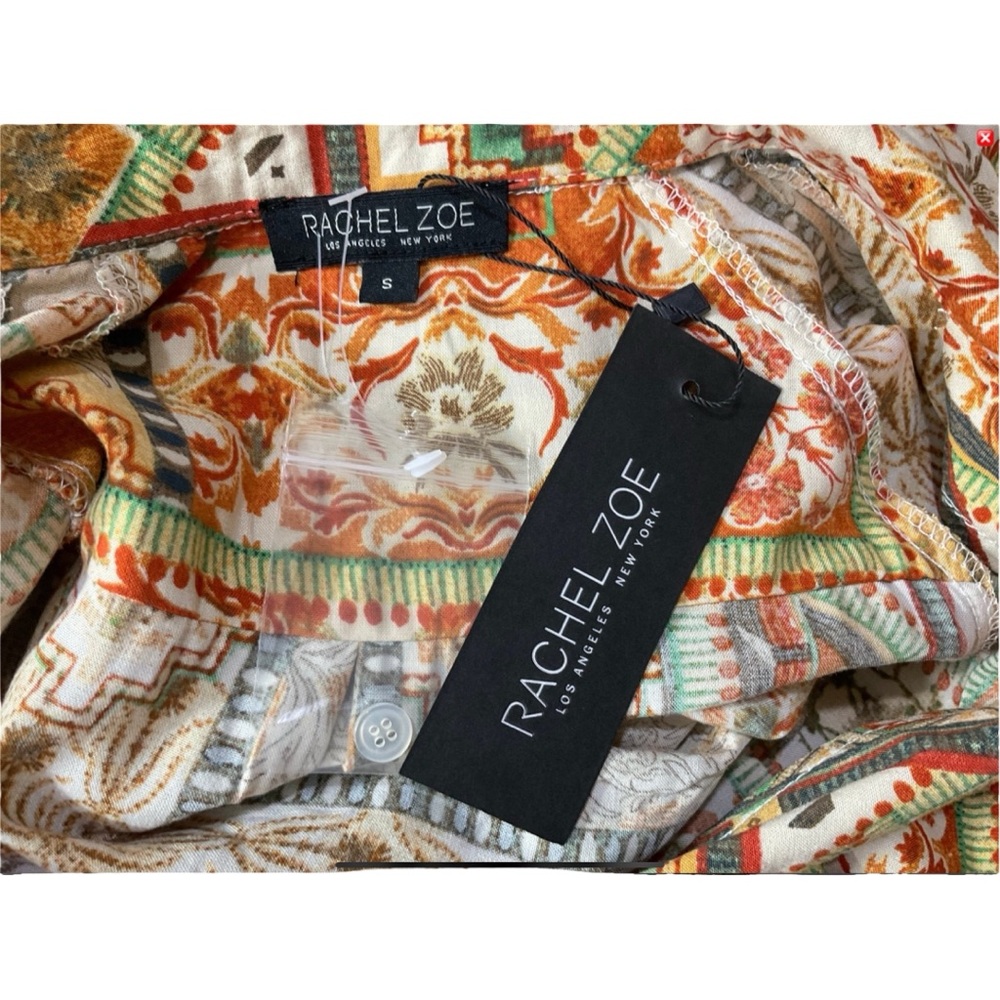 Rachel Zoe Multicolor Patterned Button Front Shirt Size S New with Tags - Picture 6 of 6
